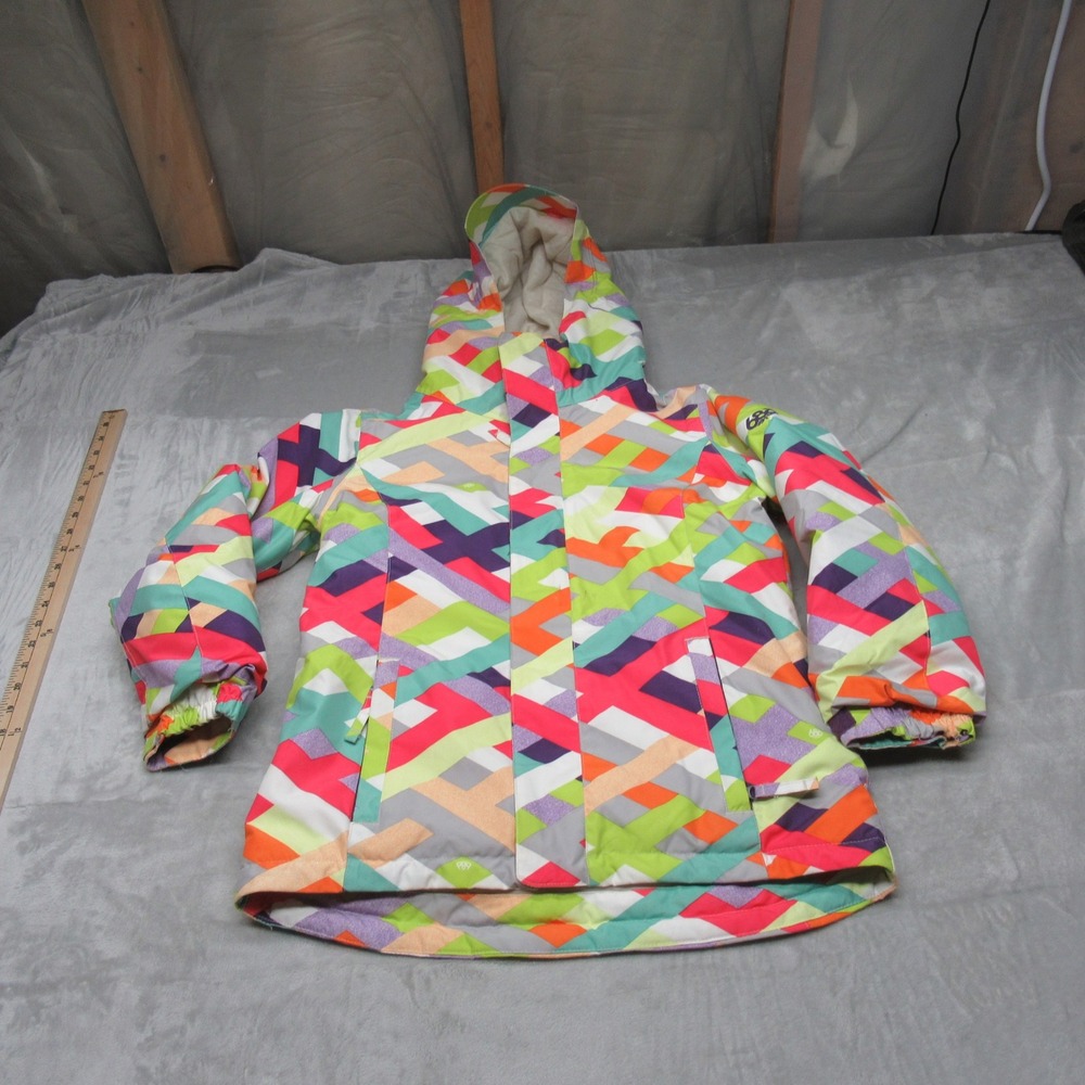 686 Flora Ski Jacket Girls Large Multi Color Geometric Insulated Water Resistant